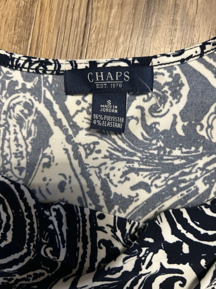 Top de cachemira Chaps azul marino y blanco pequeño Foto 4 de 4