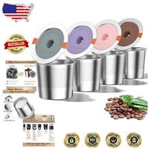 Upgrade Your Brew: 4pk Stainless Steel Reusable K Cups, Leak-Free, Easy Clean