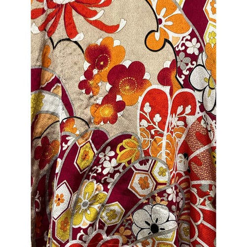 Natori Women's Size Med Red/Orange Floral Print 3/4 Sleeve Kimono Tunic V-Neck - Picture 10 of 10