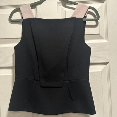 BCBG MAXAZRIA Sleeveless S Square Neck Full Zip Old Money Quiet Luxury 90s Style