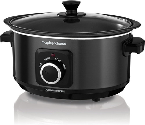 Morphy Richards 3.5L Sear & Stew Slow Cooker, Shatter 3.5 Litres, Black