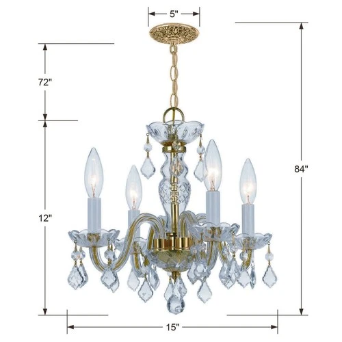 Crystorama Traditional Crystal 15" Brass and Crystal Mini Chandelier - Picture 6 of 6