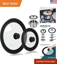 Universal Lid for Pots Pans Skillets Silicone 7 8 9 10 11 12 Inch 2 Pack