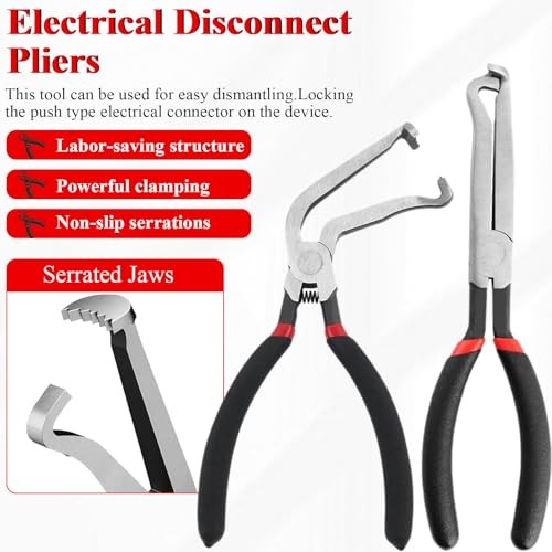 3 Packs Electrical Disconnect Pliers Automotive 2 Straight + 60 Dgree