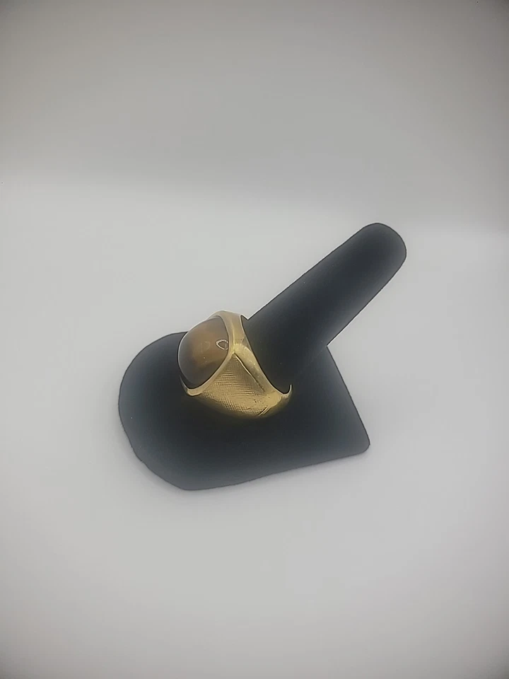 Vintage Sarah Coventry Ring 1/20 12K GF Size 9 Gold Tone Brown Stone Jewelry - Image 3 of 4