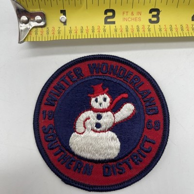 Vintage 1968 Boy Scout Winter Wonderland Patch Southern District 3  Round Snowma