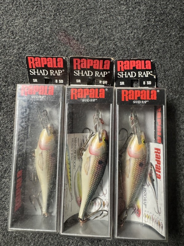 Lot of 3 Rapala Shad Rap SR-8 SD Silver Deep Runner 3 1/8" Fishing Lure Finland