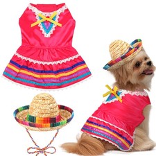 Bulyoou Mariachi Mexican Costume for Dog Dress and M, Pink