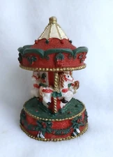 Vintage World Bazaars Holiday Collection Christmas Carousel Resin Figurine W/Box