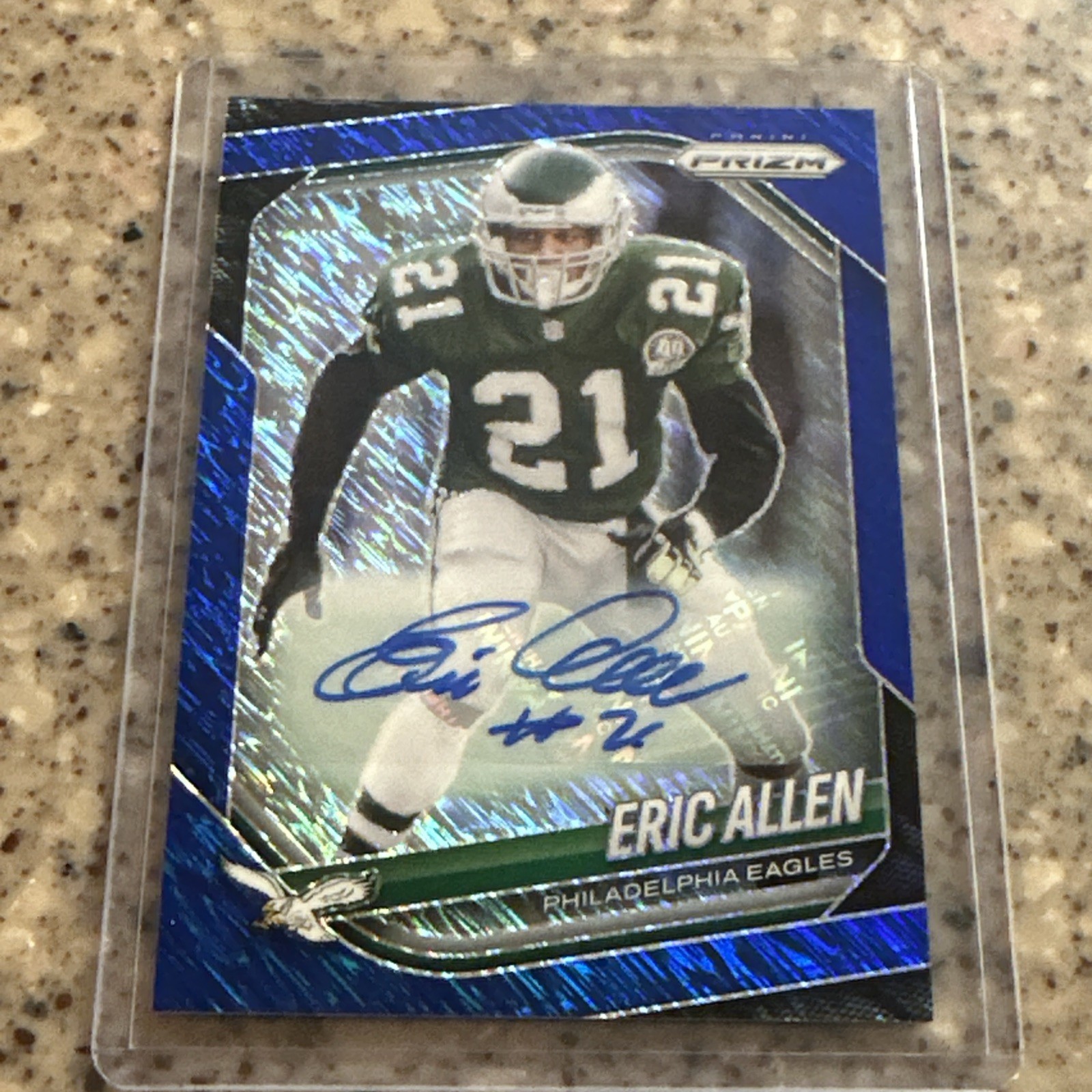 Eric Allen 2025 PANINI Prizm Blue Shimmer FOTL Auto 01/25 First On Print Eagles