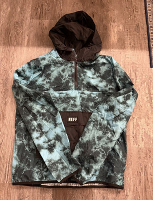 Neff Men's Tie-Dye Anorak Jacket 1/4 Zip Hooded Blue/Black Size M