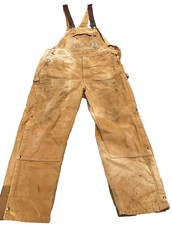 Carhartt R41 Brown Insulated Duck Bib Overalls Men s 44x32 Work Utility Quilt Li