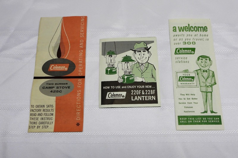 Vintage Coleman Lantern 220F,  Stove 425C  Instructions and Service Station List