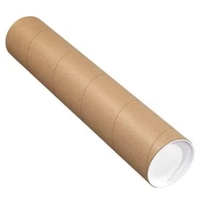 PARTNERS BRAND P4020K Mailing Tubes with Caps, 4" x 20", Kraft, PK15
