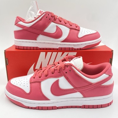 Nike Dunk Low Archaeo Pink Weiß Turnschuhe Größe UK 4,5 Damen Leder Neu mit Etikett