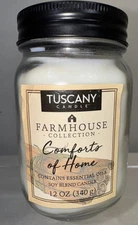 Tuscany Candle 12 Oz Soy Comforts Of Home, Essential Oils Farmhouse Collection