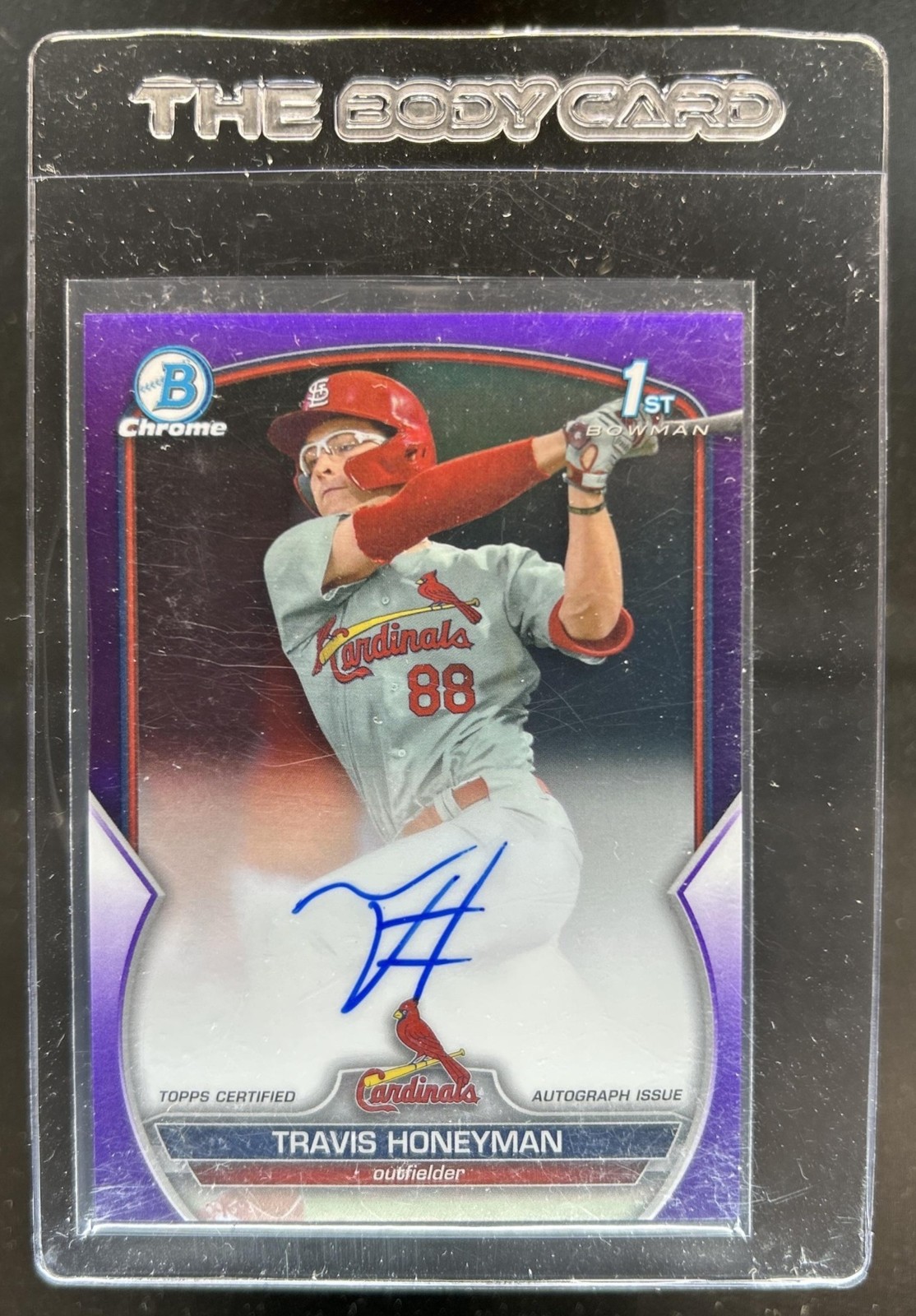 2023 Bowman Draft Travis Honeyman Chrome Auto Purple Refractor 1st #/250
