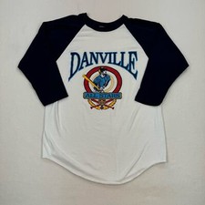 Vintage Russell Athletic Shirt Size Medium White Blue Baseball Tee Danville USA