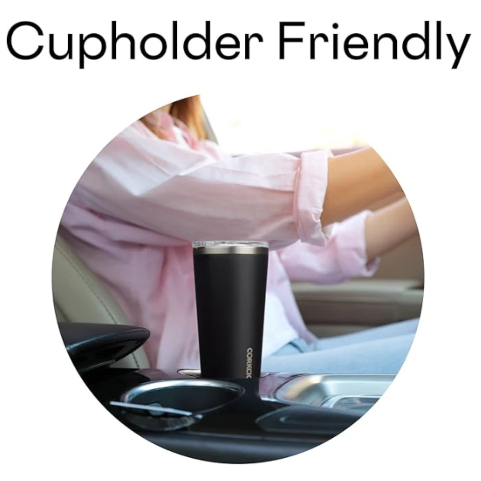 Vaso Corkcle con tapa 16 OZ triple aislamiento acero inoxidable negro mate Foto 2 de 4