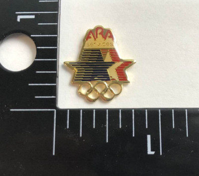 VTG 1984 ARA SERVICES Los Angeles Olympic Games Sponsor Promo Button Pin Pinback