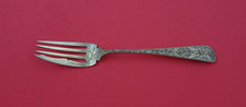 Antique Engraved By JE Caldwell Sterling Silver Salad Fork BC w/ foliage 6 3/4