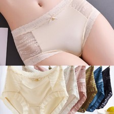 Women Mid waist Briefs Lace Floral Seamless G-strings Plus size Underwear 90819