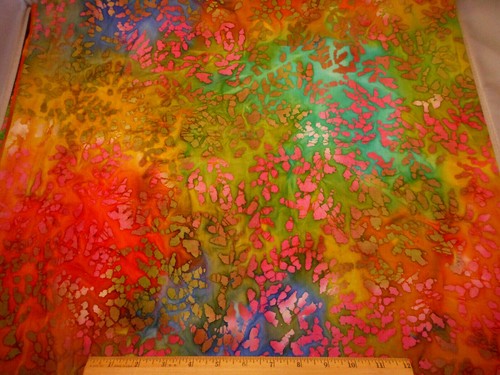 Batik Fabric 3/4 Yard Floral Blue Green Orange Gold Pink Brown Premium Cotton #5 - 第 1/2 張圖片