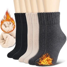 3 Pairs Winter Womens Wool Warm Thermal Heated Heavy Duty Sox Crew Socks 9-11
