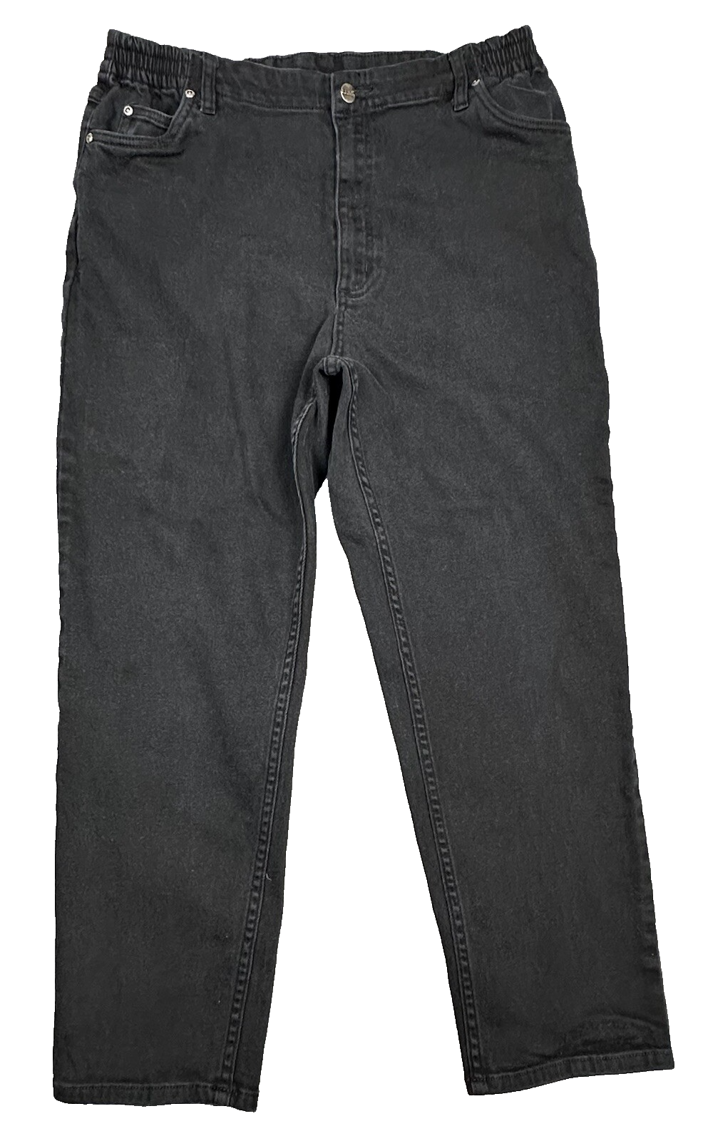 VTG LL Bean Jeans Womens 16 Petite Black Stretch 32-36x26 Tapered High Rise