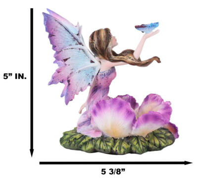 Whimsical Fantasy Fuchsia Pink Flower Fairy With Blue Butterfly