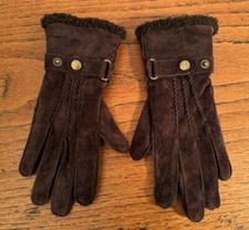 HANDSCHUHE: Weiches Leder, Wildleder, Gr.6, dunkles Braun, Warm Gefüttert