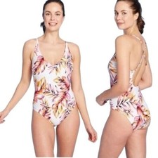 Kona Sol One Piece Swimsuit Size Medium Womens Floral V Neck Strappy 238019397