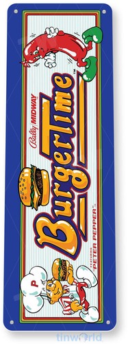 SIGNO DE HOJALATA Burger Time Arcade, años 80, retro, consola, carpa, decoración de sala de juegos A266 - Imagen 3 de 3