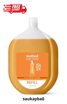 Method Dish Soap Clementine 3x Refill Plant Based Grease Cutting Power 54 oz