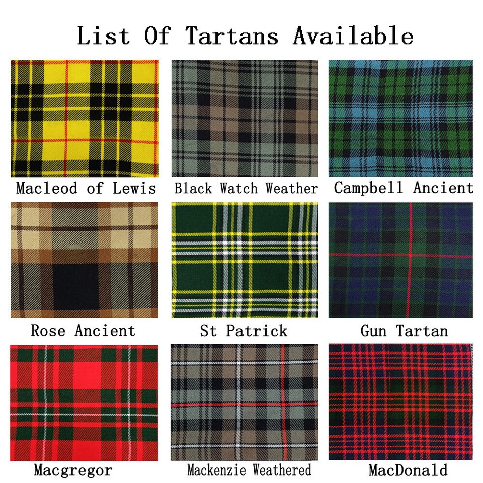 Men's Scottish 5 Yard kilt Made of Acrylic Wool Available in 14 Tartan ...
