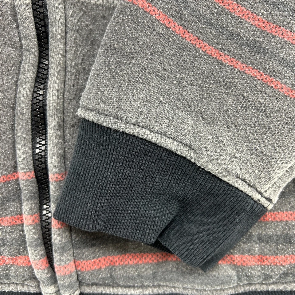 VINTAGE Route 66 Hoodie Mens XL Grey Orange Full Zip Striped Sherpa Skater Y2K - Image 3 of 4