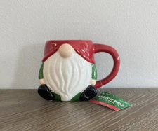 Sleigh Bell Bistro Gnome Red & Green  Ceramic Coffee/Cocoa Cup Mug 17 Oz
