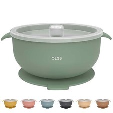 OLGS Silikon Schüssel mit Deckel & Saugnapf für Babys und Kinder, Breischale