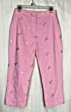 Lilly Pulitzer Women's Capri Pants Size 4 Embroidered Corduroy Lobsters Flowers