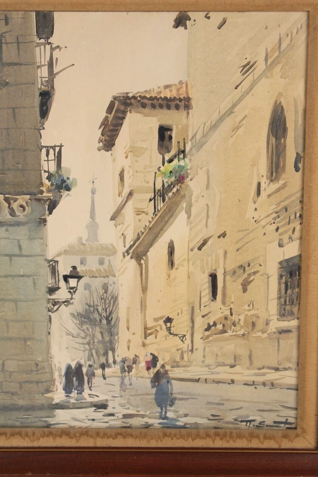 Antigua acuarela casco antiguo España de Ricardo Sacristán Arrieta Foto 3 de 4