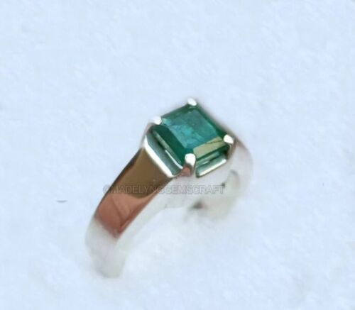 Raw Emerald Ring Sterling Silver Ring Gift Statement Ring Gift For Him Mens - Picture 3 of 4