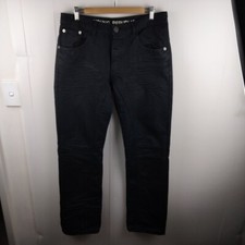 Young Republic Carpenter Stitch Mens 34 Slim Fit Black Denim Button Fly Jeans
