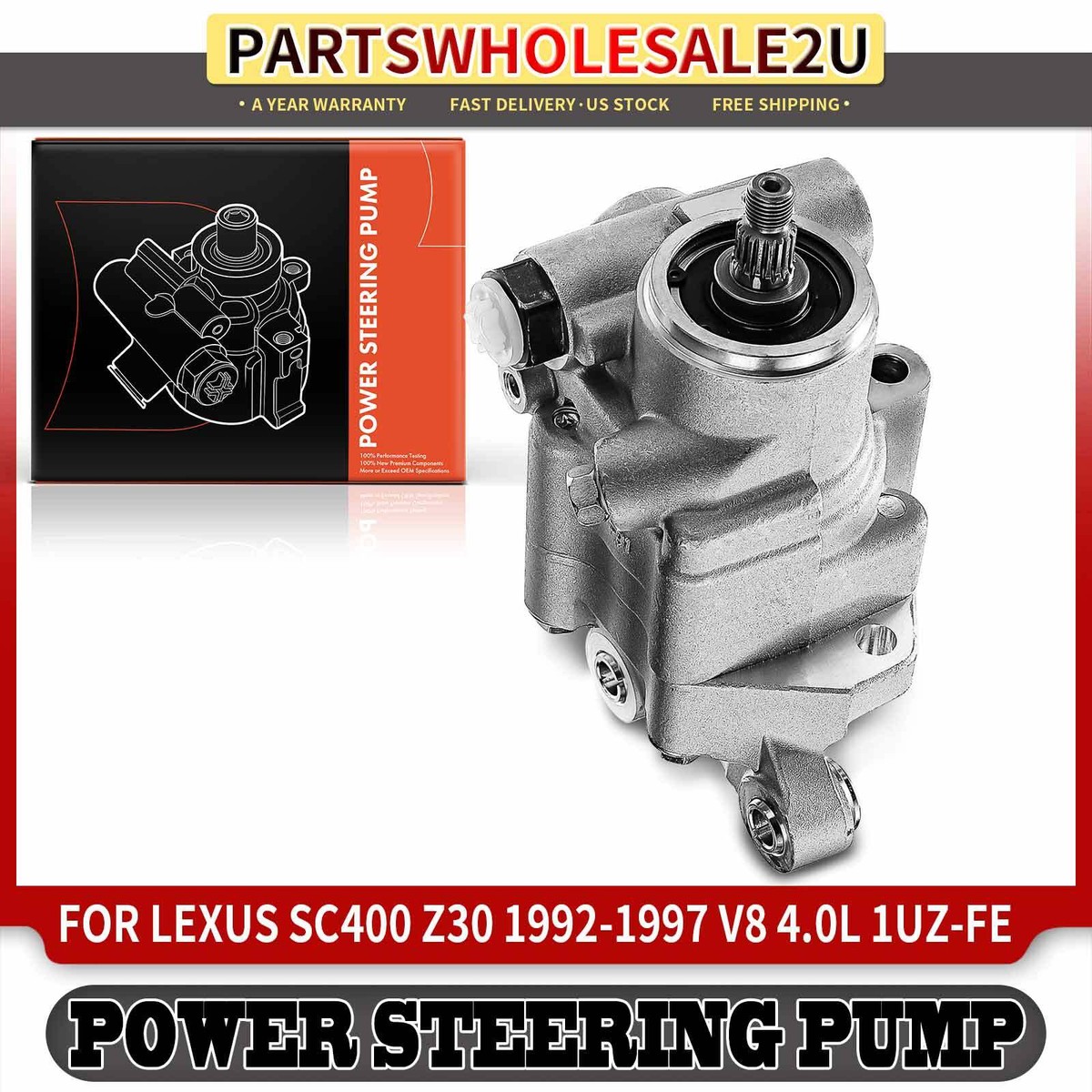 Power Steering Pump w/o Pulley for Lexus SC400 Z30 1992-97