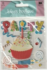Jolee's Boutique 3D Stickers Birthday Party Cupcake Theme 81493 Fast FREE Ship!