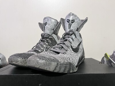 2014 Mens Nike Kobe IX 9 Elite Detail Fog Grey Black Size 10 Used