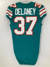 #37 DELANEY MIAMI DOLPHINS GAME USED NIKE THROWBACK JERSEY SZ-38 YR-2017