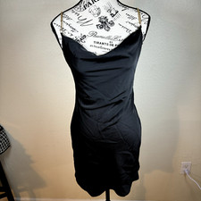 Urban Outfitters Mallory Satin Chain-Strap Black Slip Dress Size XS Party Dress