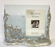 3D Ocean Beach Shells Theme Free Standing Glass Picture Photo Frame 3 1/2" x 5"