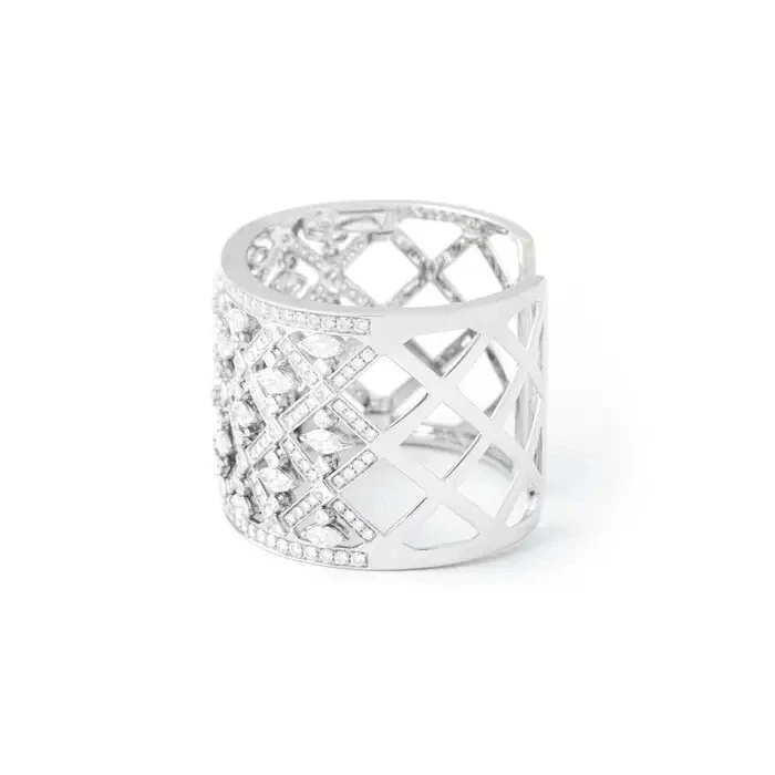 935 Silver With 18.93CT Multi Shape White Sapphire Women's Cuff Bangle Bracelet - Image 2 of 4