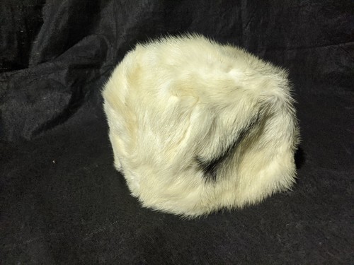 Precious Furs by Marche Mink Fur Hat Off White Black Accent UNKNOWN SIZE AS IS!